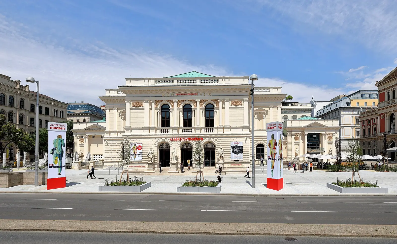 The Albertina modern museum building on Karlsplatz in Vienna